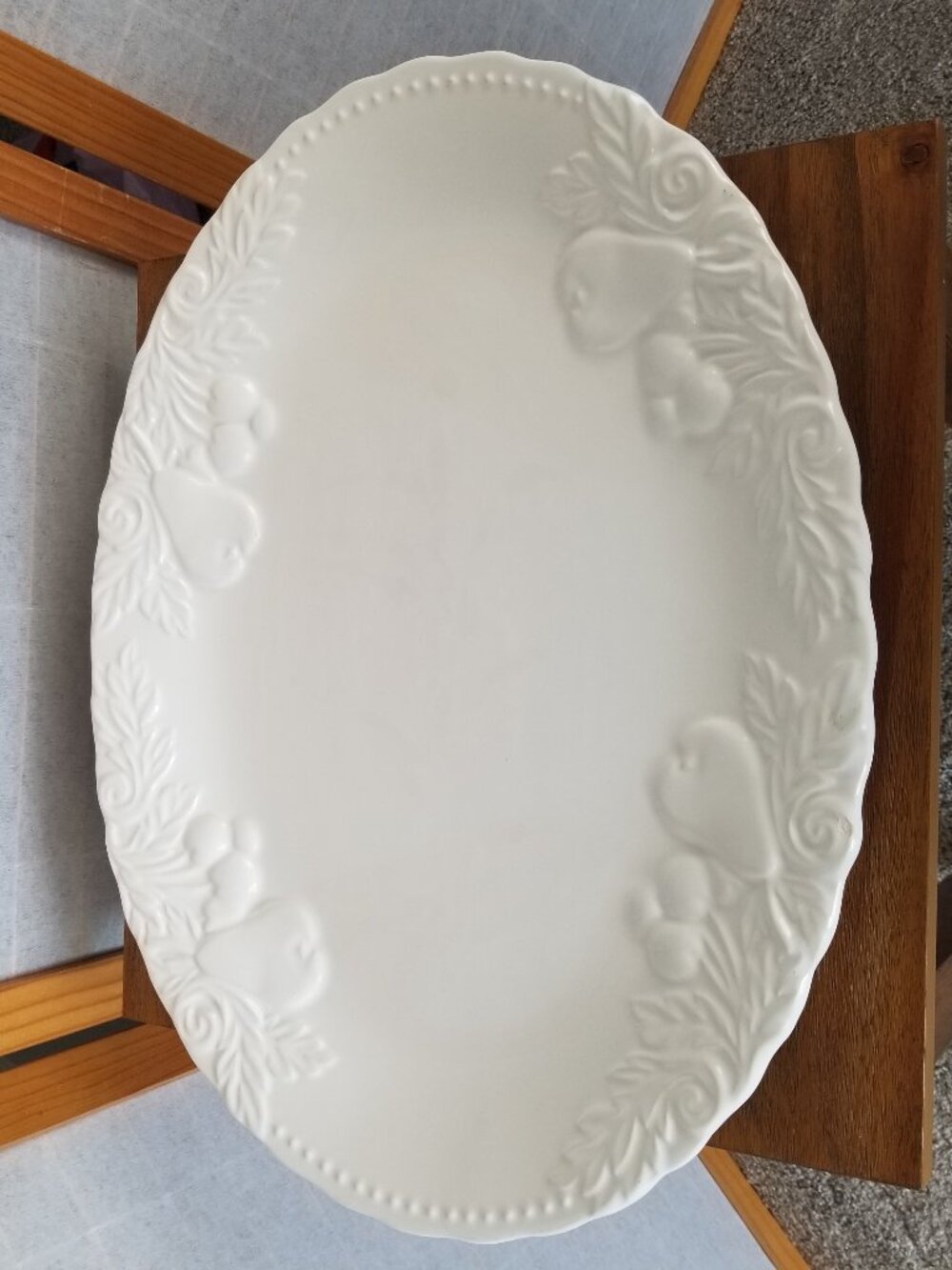 The Cellar Large 18" Serving Platter Turkey Fruit Flower Theme Made in Portugal
